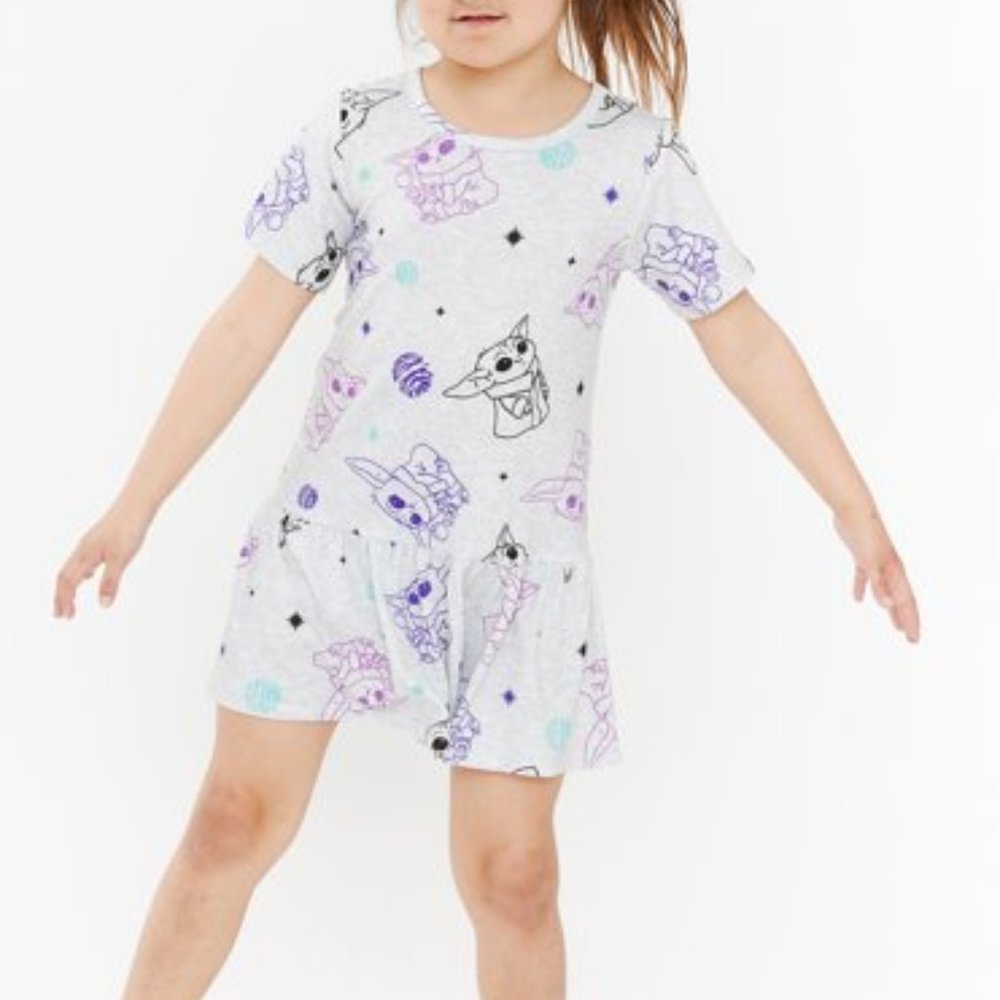 Star Wars Girls Baby Yoda T-Shirt Play Dress Grogu‎ Print Crewneck Gray Size L